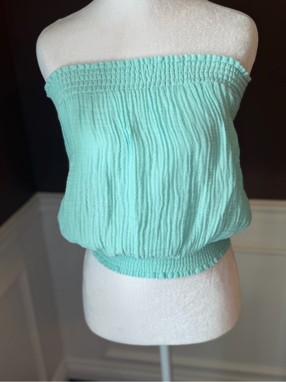 Michael Stars Simone Tube Top Double Gauze Aquamarine Small NWT MSRP $98